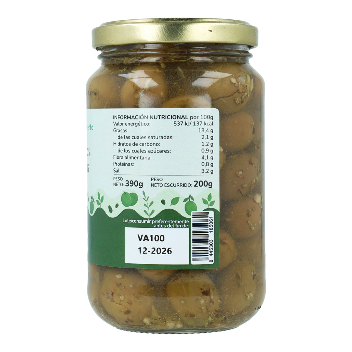 Aceitunas verdes aliñadas Eco Planeta Huerto 390g