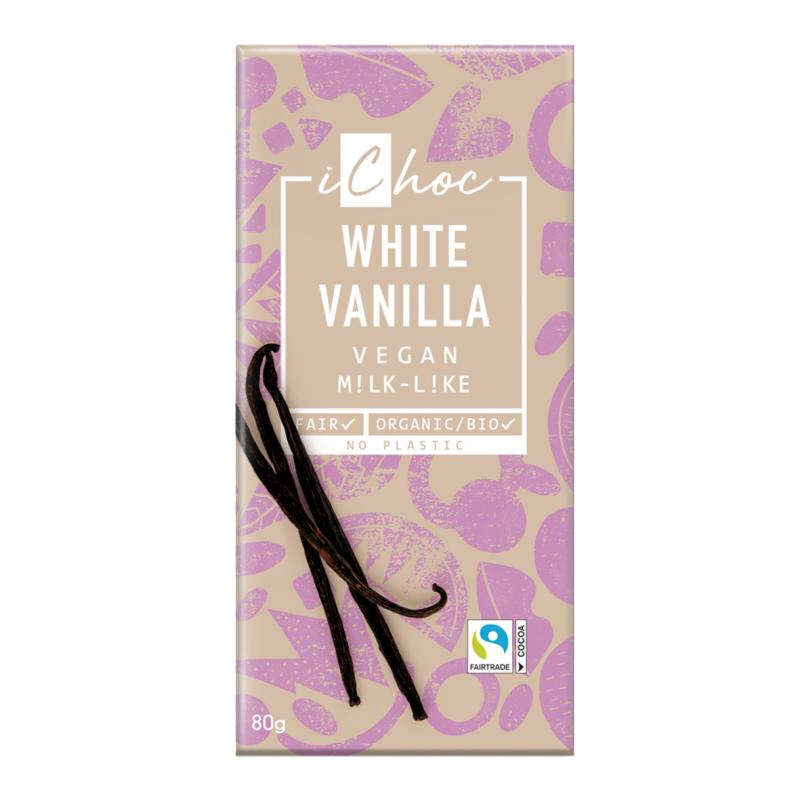 Chocolate Vegano Blanco con Vainilla Bourbon ichoc 80g