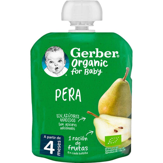 Bolsita puré de fruta ecológica para bebés de Pera Gerber 90 g