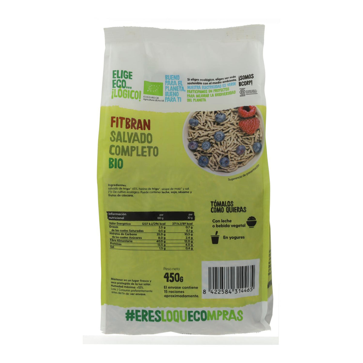 FitBran Salvado Completo Bio Ecocesta 450 gr