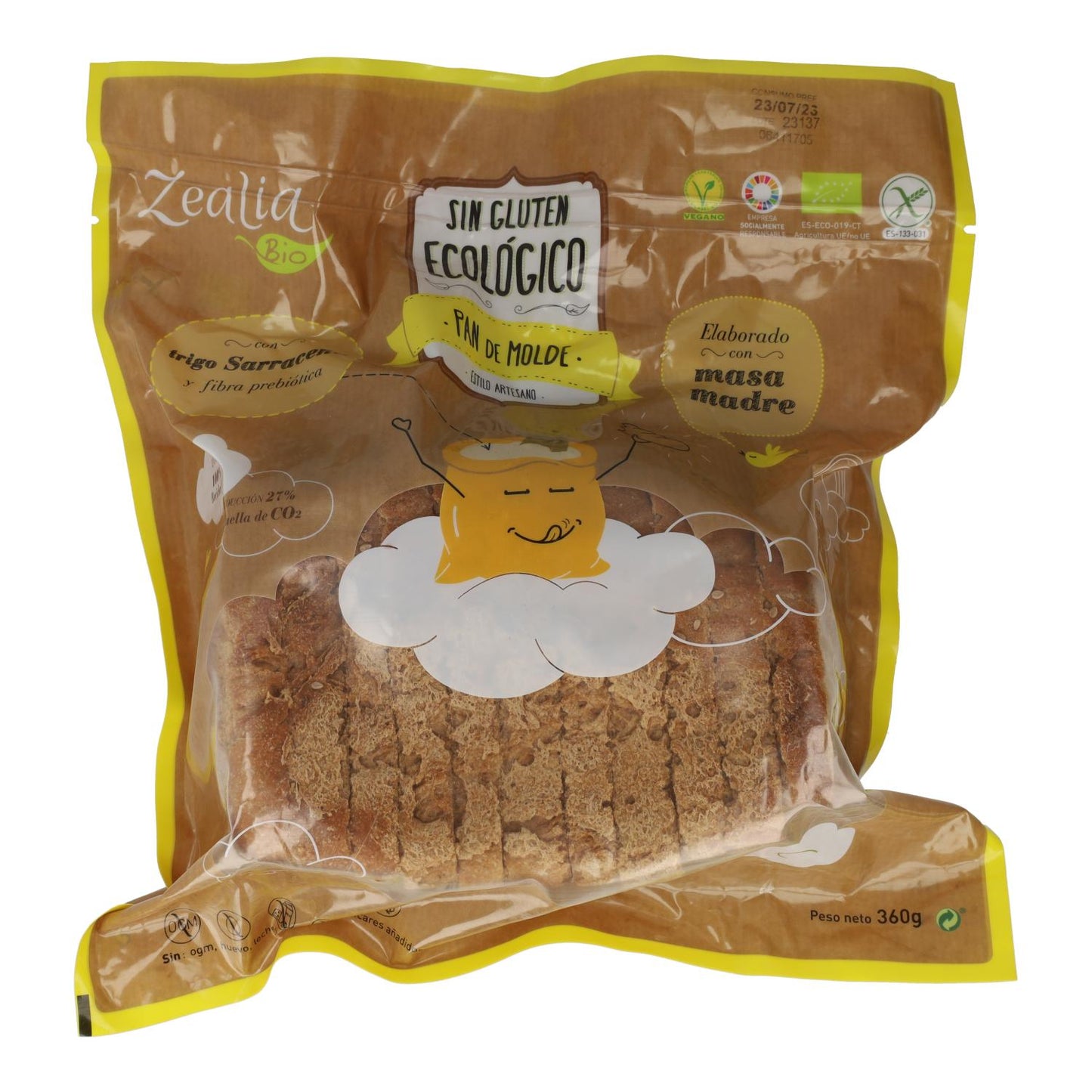 Pan de Molde BIO Sin Gluten Zealia, 360 g