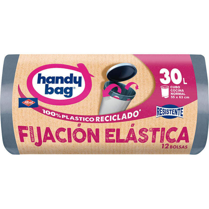 Bolsas basura Fijación Elástica 30L Handy Bag 12 uds 100% recicladas