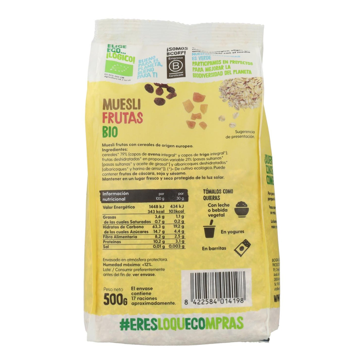 Muesli Frutas Bio, 500 G Ecocesta