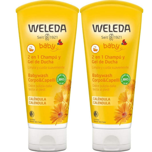 Pack Promo 2x Champú & Gel de ducha para Bebé de Caléndula Weleda 200 ml