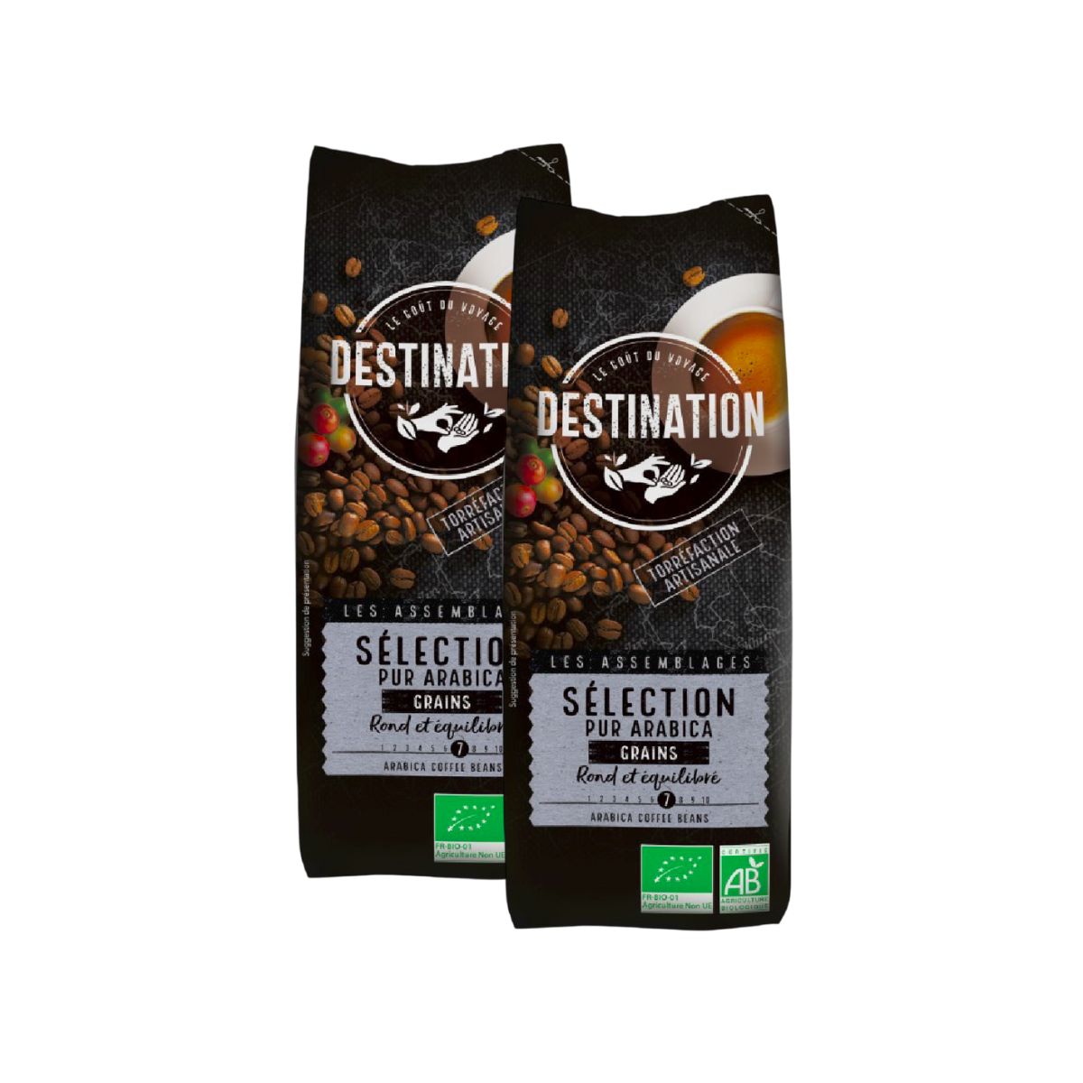 Pack 2 x Café en Grano selección 100% Arábica Bio Destination 1 Kg