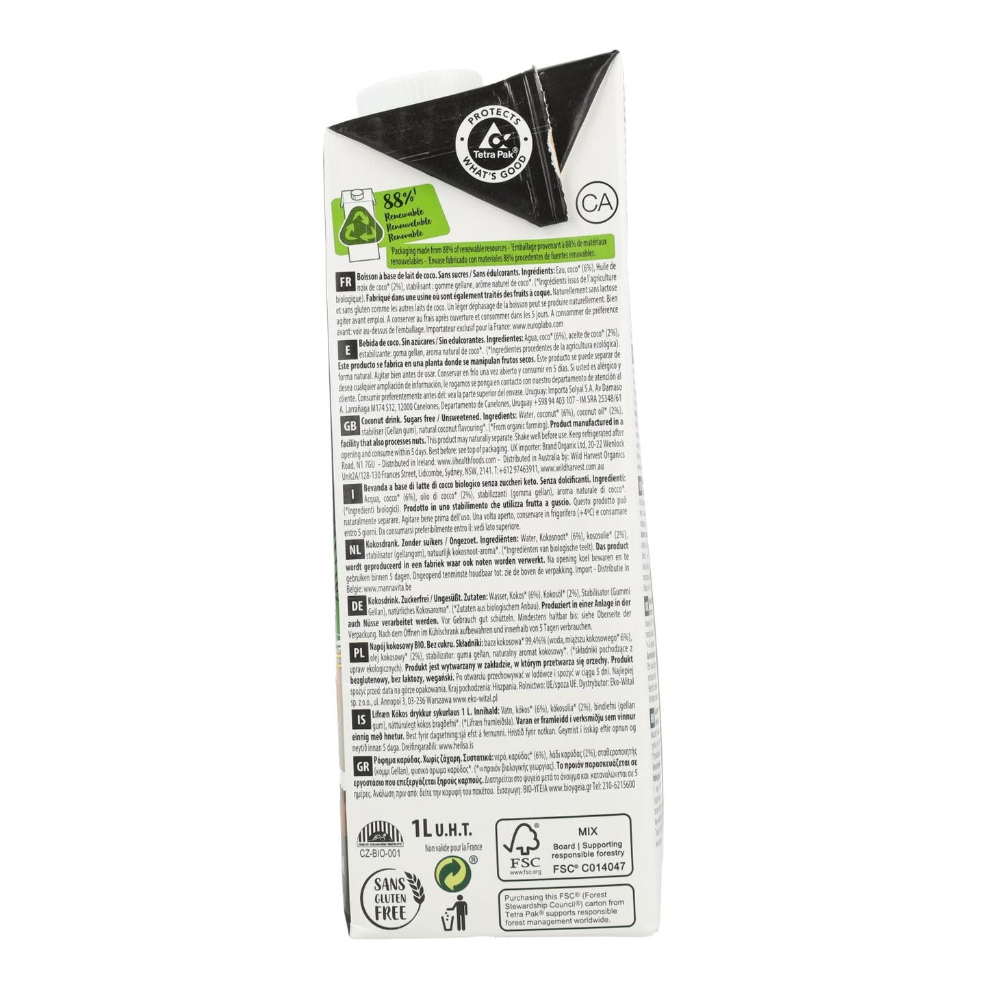 Bebida vegetal de Coco Nature KETO BIO EcoMil 1L