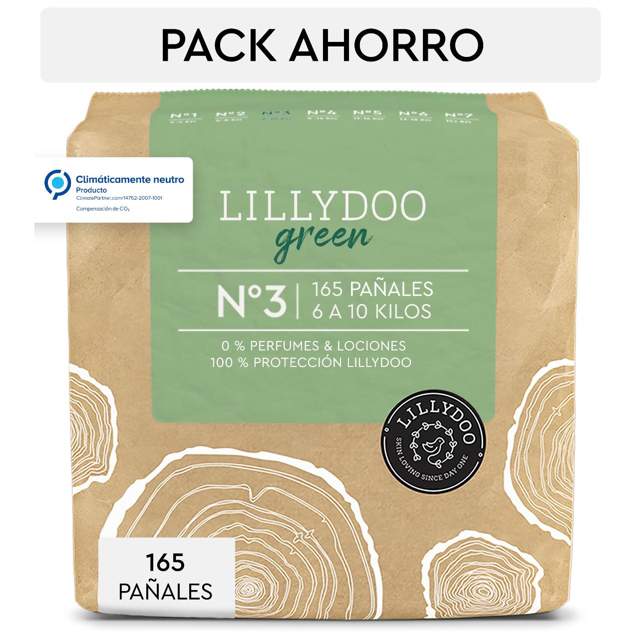 Pack ahorro Pañales LILLYDOO green, Talla 3, 6-10 Kg, 165 uds