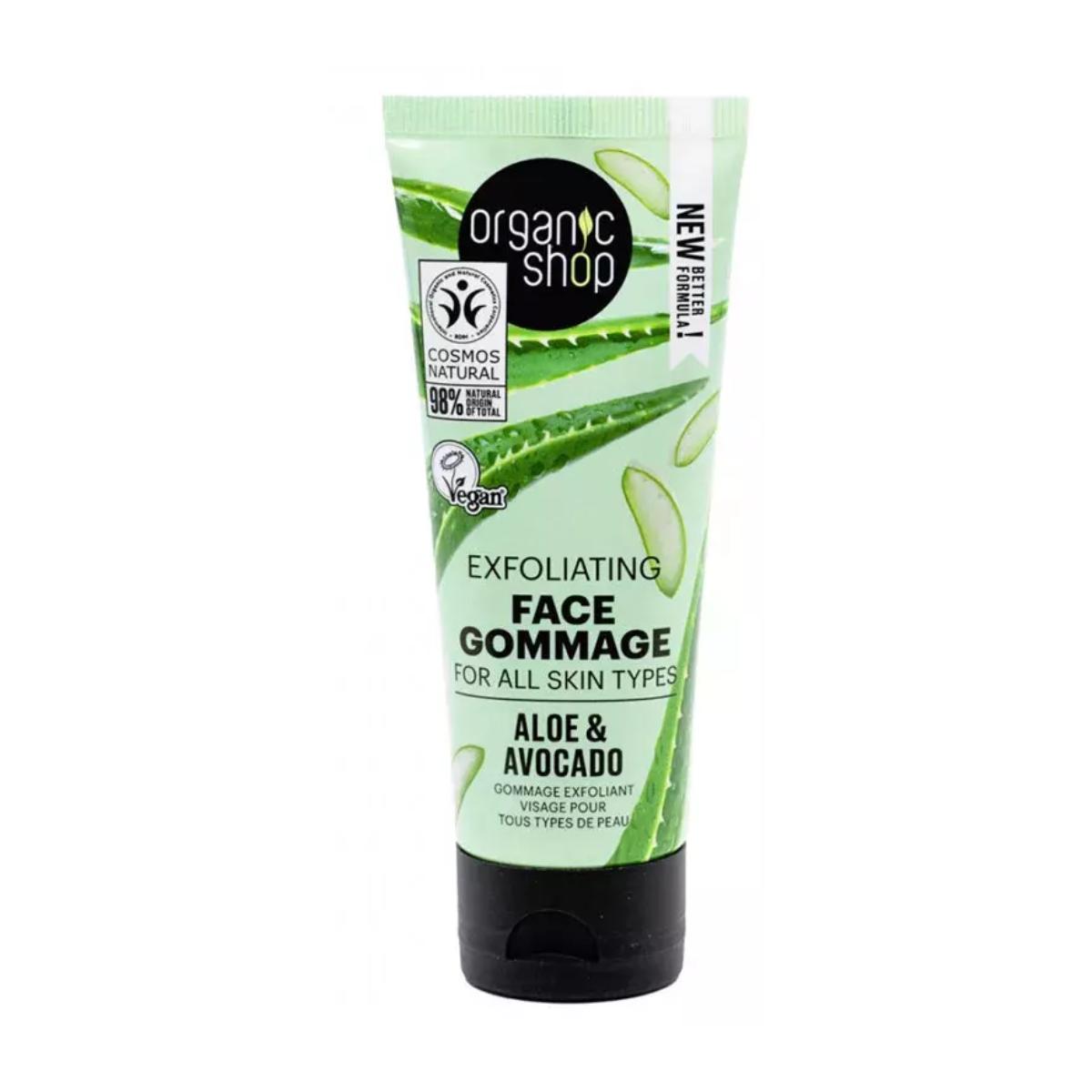 Exfoliante facial gommage aguacate y aloe, Organic Shop 75 ml