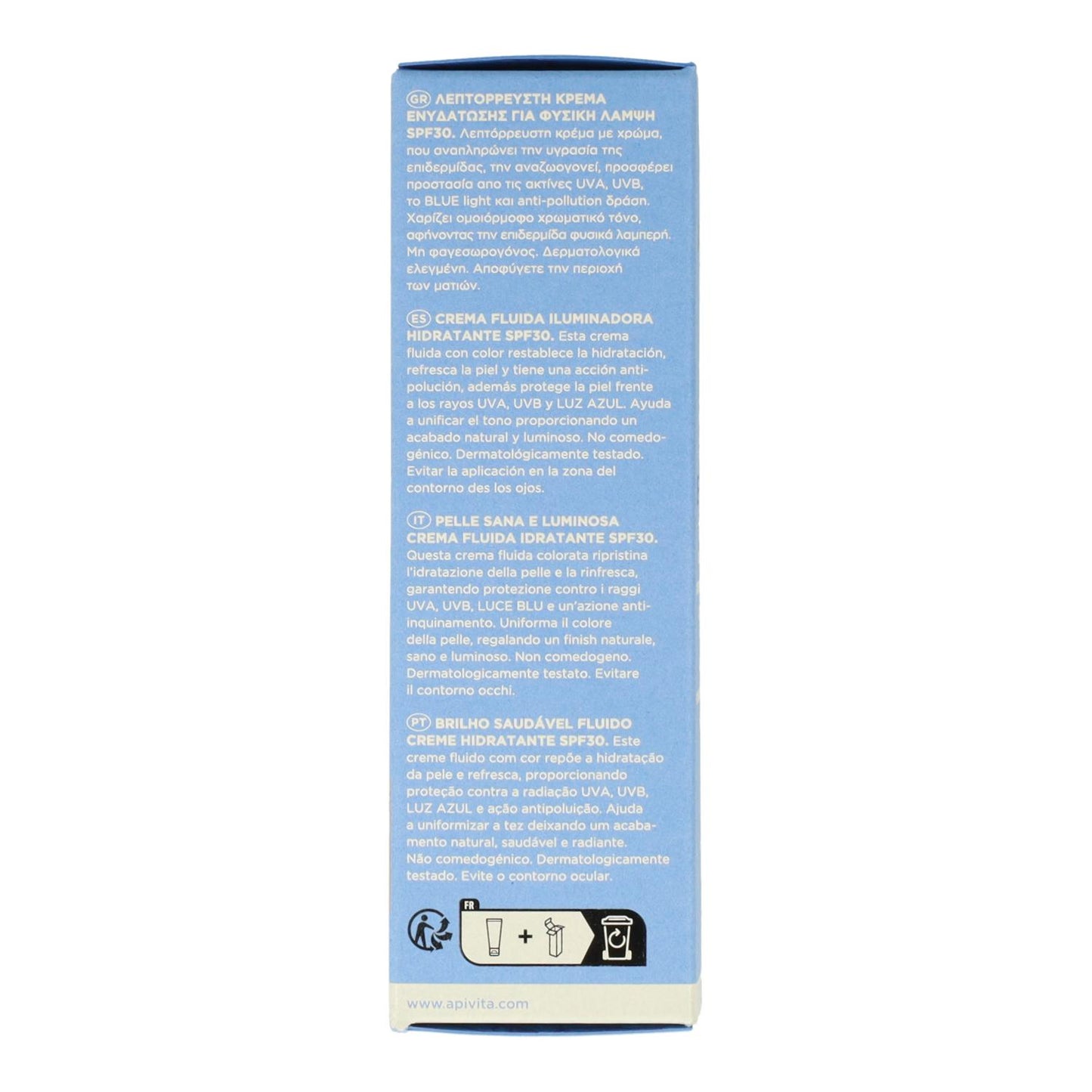 Aqua Beelicious Crema Fluida Iluminadora Hidratante Spf30 Apivita 40 ml