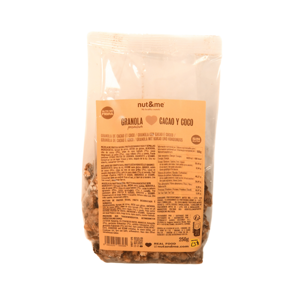 Granola  con cacao y coco 250 g Nut&me