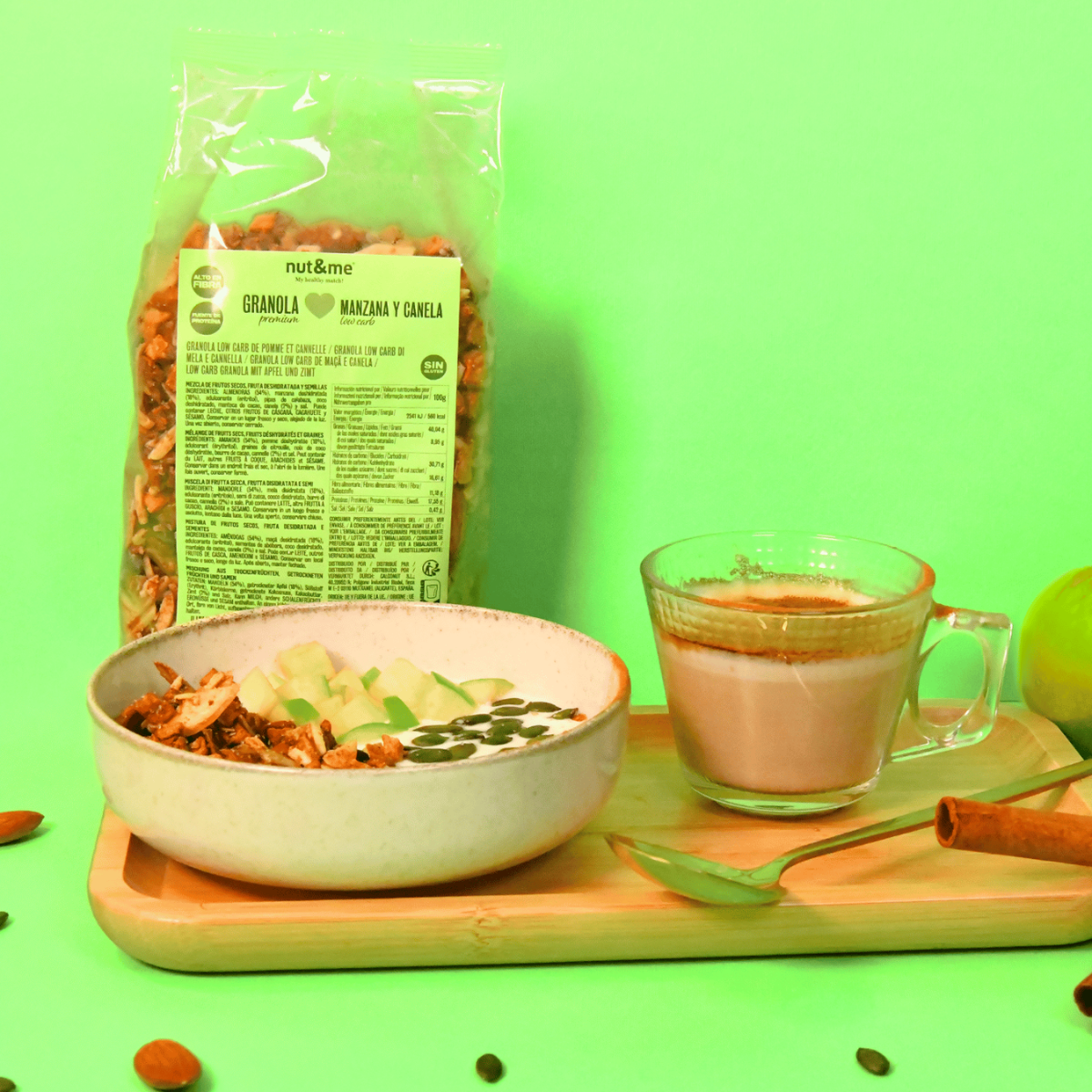 Granola low carb de manzana y canela 500 g Nut&me