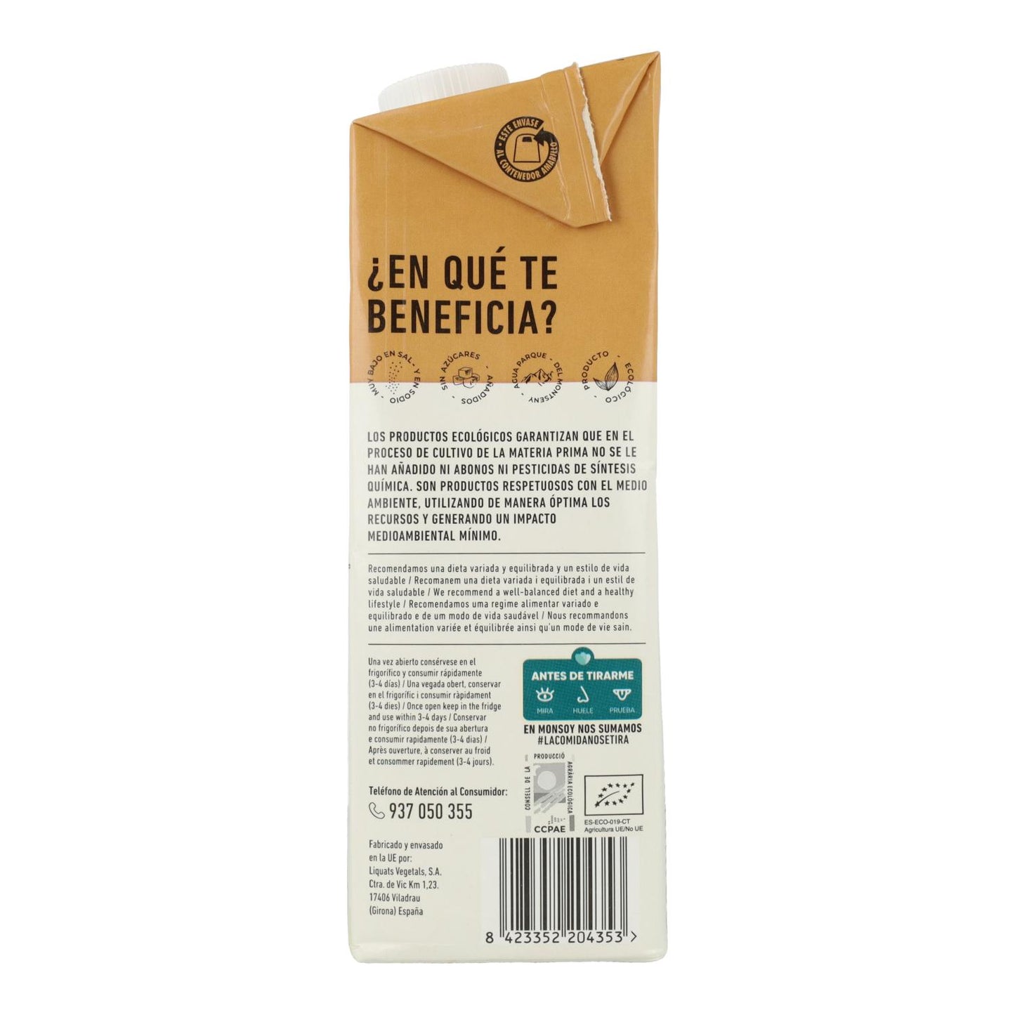 Pack 6 uds Bebida BIO de avena y almendra Monsoy 1 L