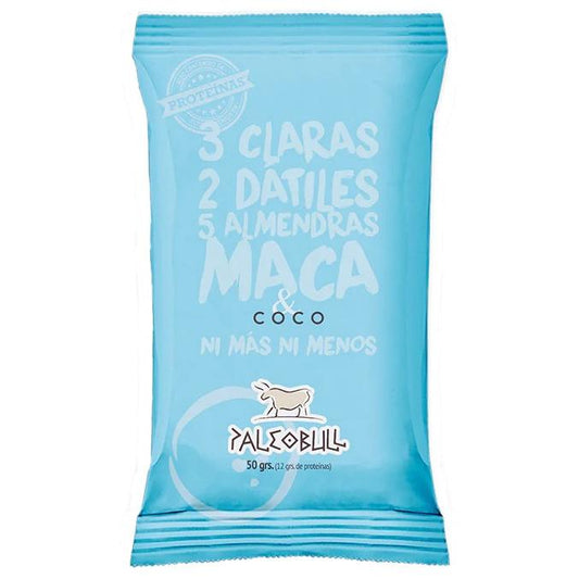 Barrita energética dátiles, almendras,  Maca y coco PaleoBull, 50 g