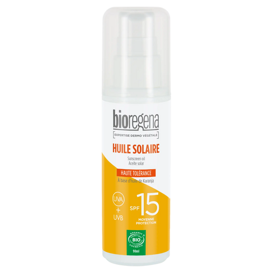 Aceite Solar en spray SPF 15 Hipoalergénico Bioregena 90 ml