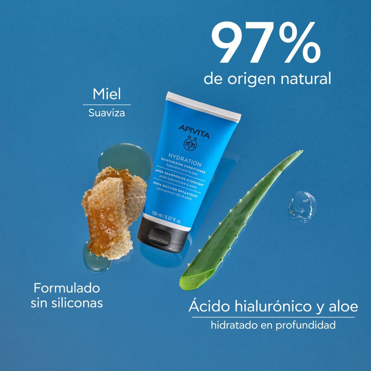Acondicionador hidratante para todo tipo de cabello con ácido hialurónico y aloe, APIVITA 150 ml
