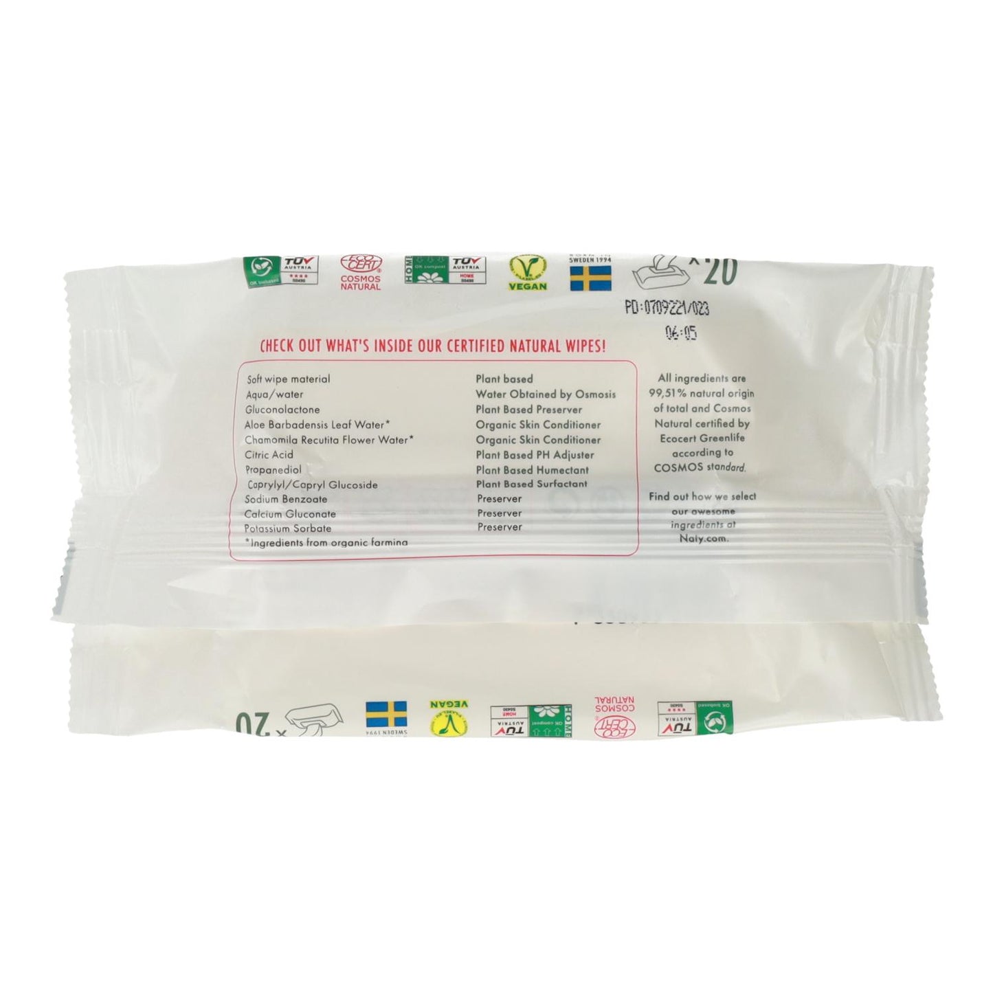 Toallitas formato viaje Naty 20 uds