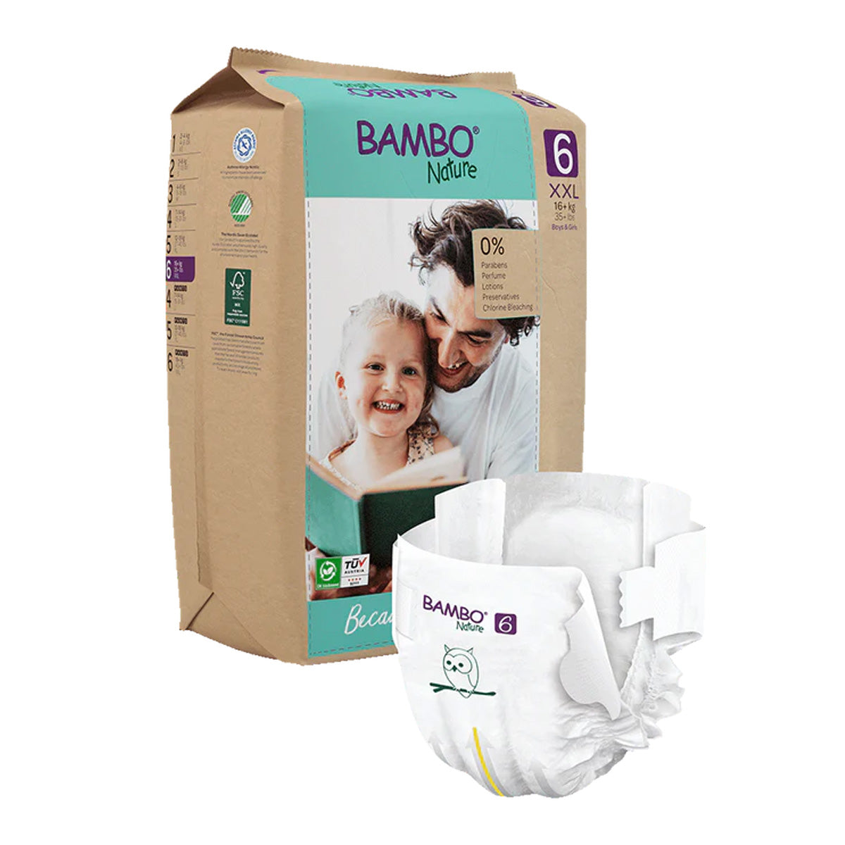 Pañales para bebé Bambo Nature Talla 6-16+kg (Pack 6 X 20 unidades)