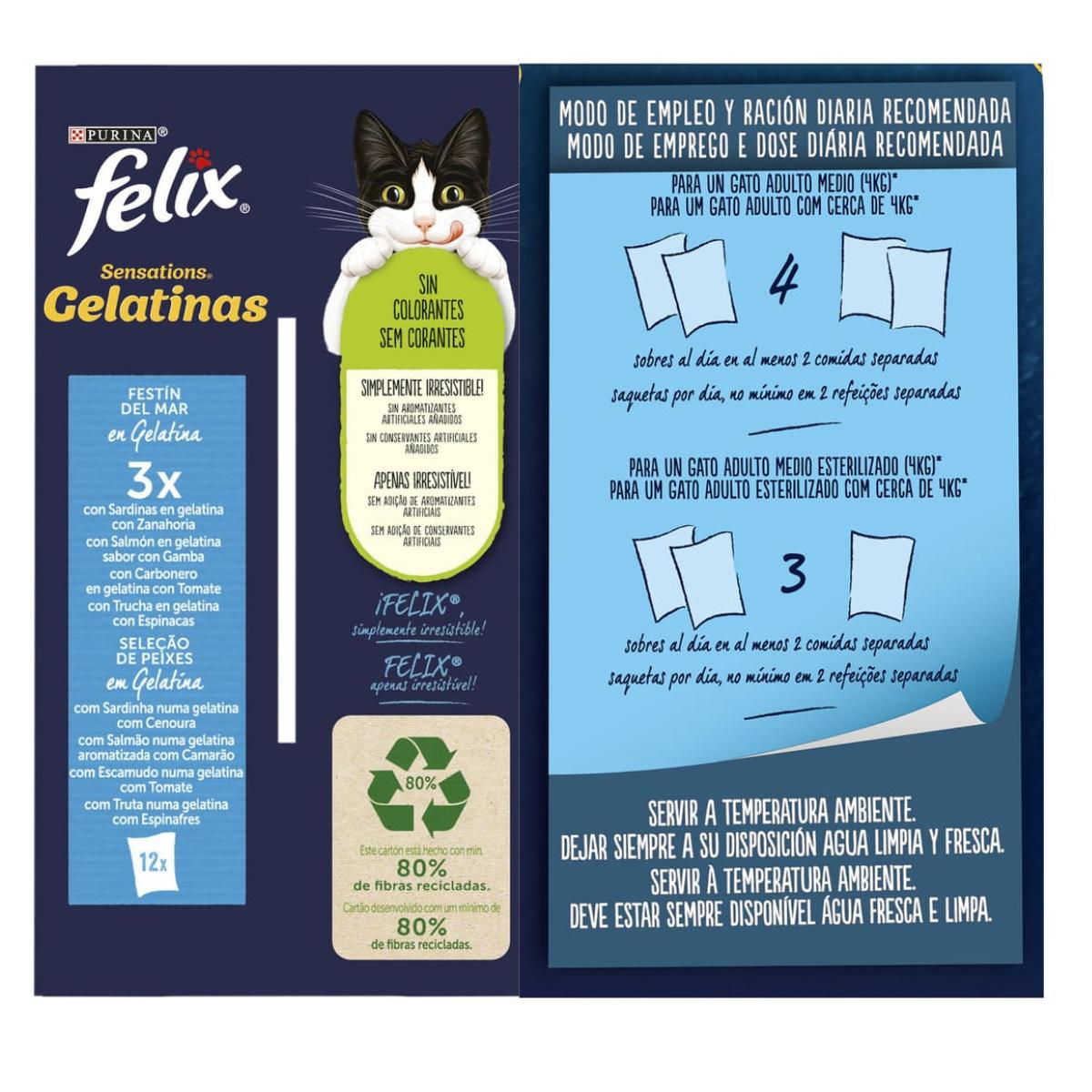 FELIX Sensations festín del mar Gelatinas Multipack 12 x 85 g