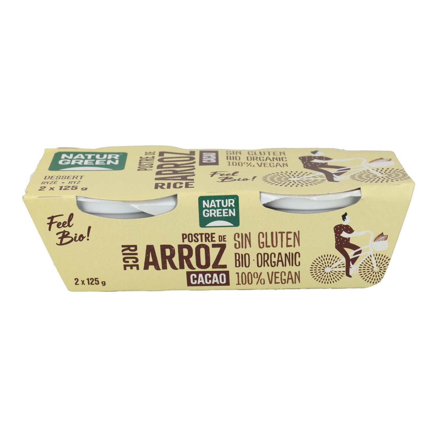 Postre de Rice Cacao NaturGreen,  2 X 125 g