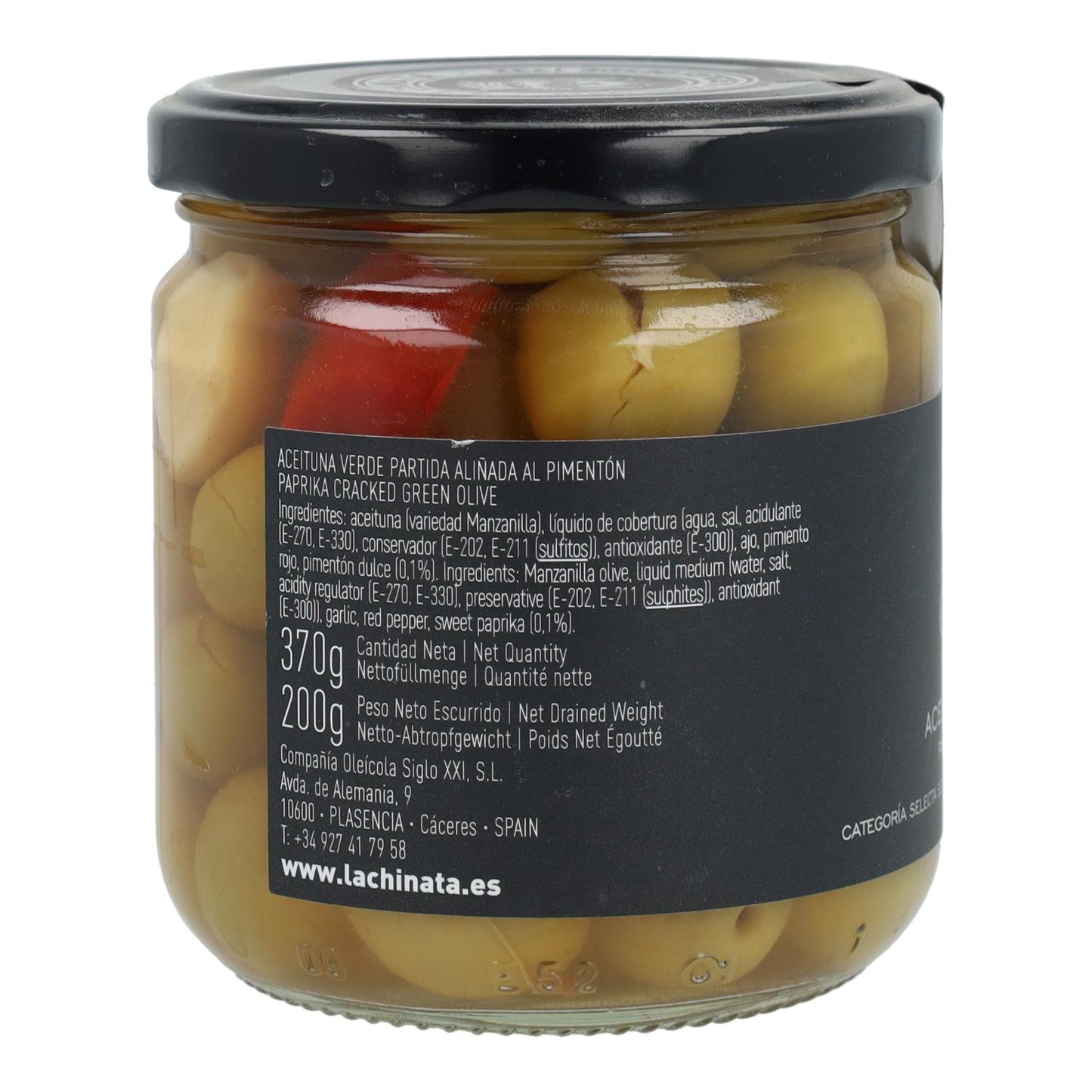 Aceituna Manzanilla Partida al Pimentón La Chinata 370 gr