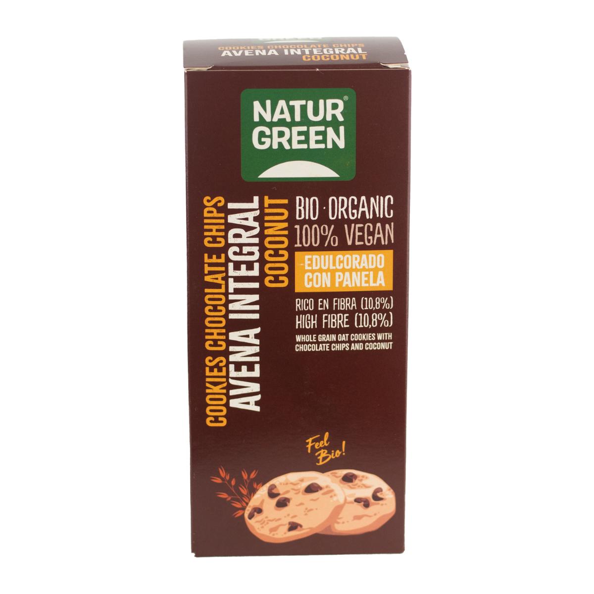 Galleta Cookie Vegana de Avena Integral, Chips de Chocolate y Coco Bio Naturgreen 140 g