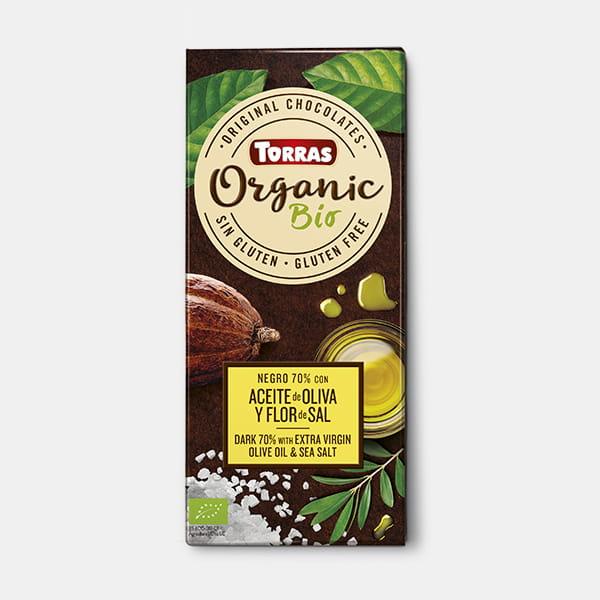 Chocolate Negro 70% con Aceite de Oliva y Flor de Sal Bio Torras 100 gr