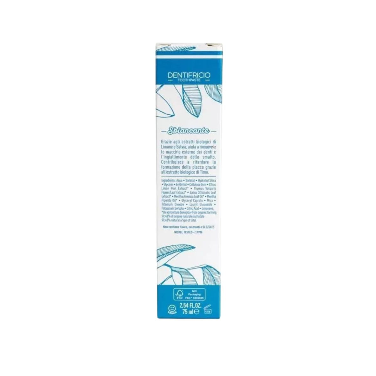 Pasta de dientes blanqueadora natural de menta 75 ml Ecologico Officina Naturae