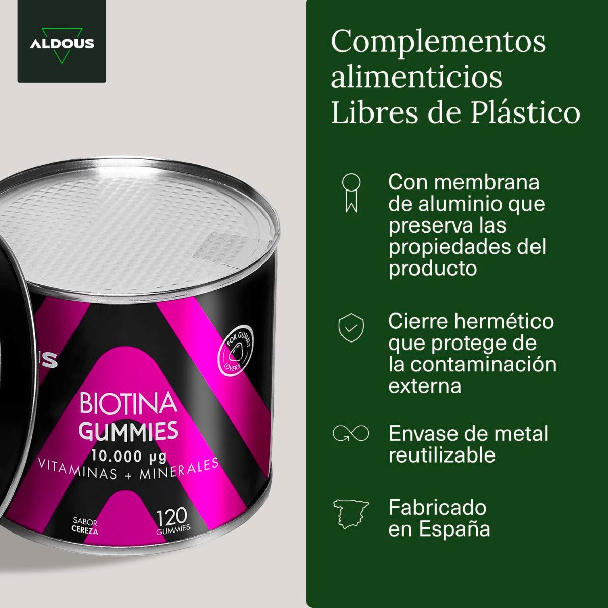 Gominolas de Biotina Aldous 120 gummies