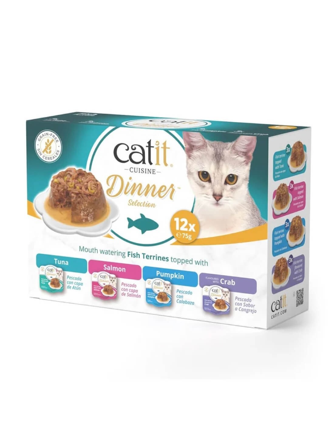 Comida húmeda para gatos Dinner pescado Pack Variado Cuisine 12 x 75 g Catit