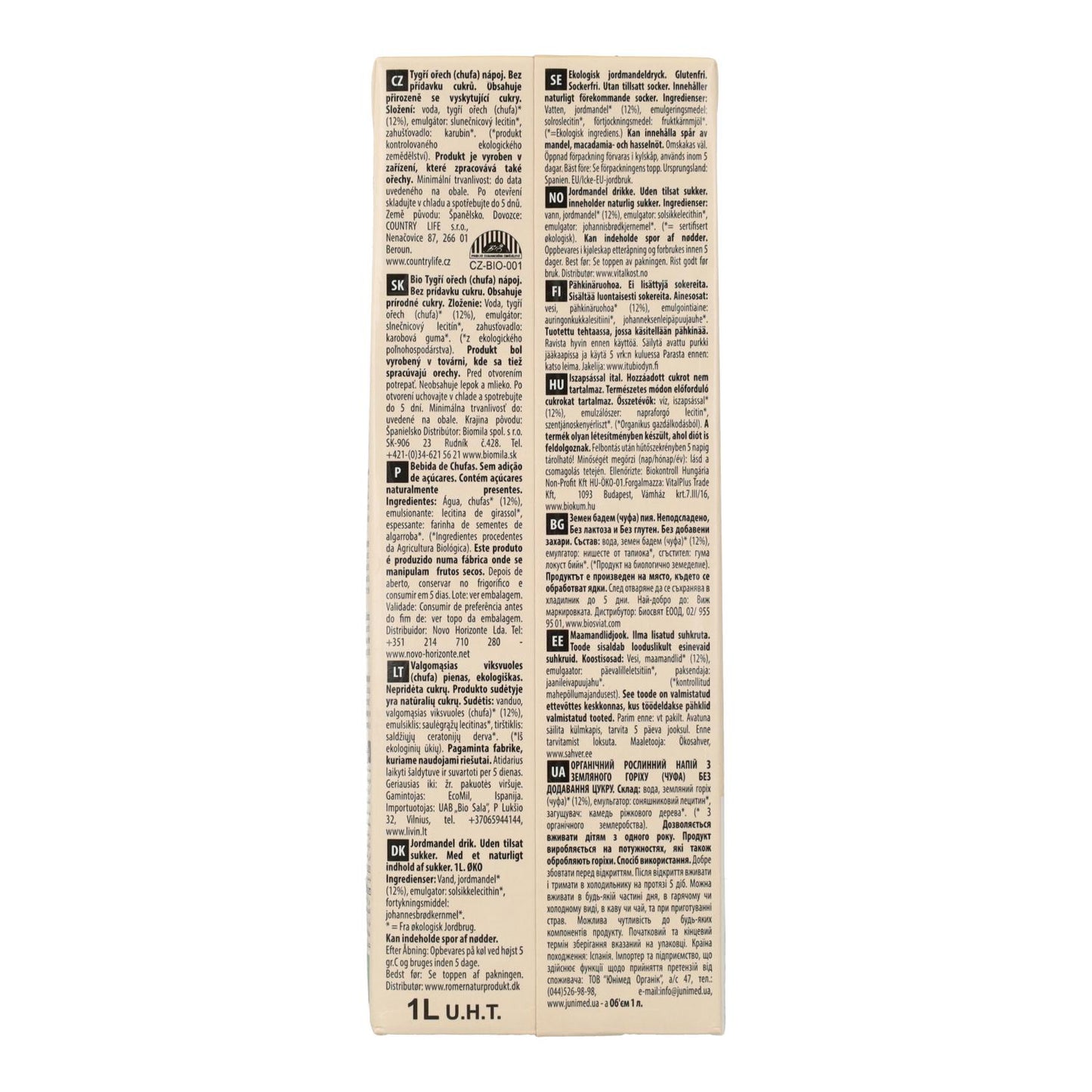 Bebida de Chufa sin azúcar Ecomil 1 L