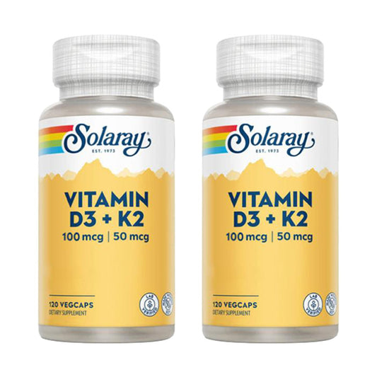 Pack 2x Vitamina D3 & K2 (Mk7) 120 Caps Solaray