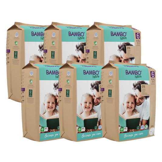 Pañales para bebé Bambo Nature Talla 6-16+kg (Pack 6 X 20 unidades)