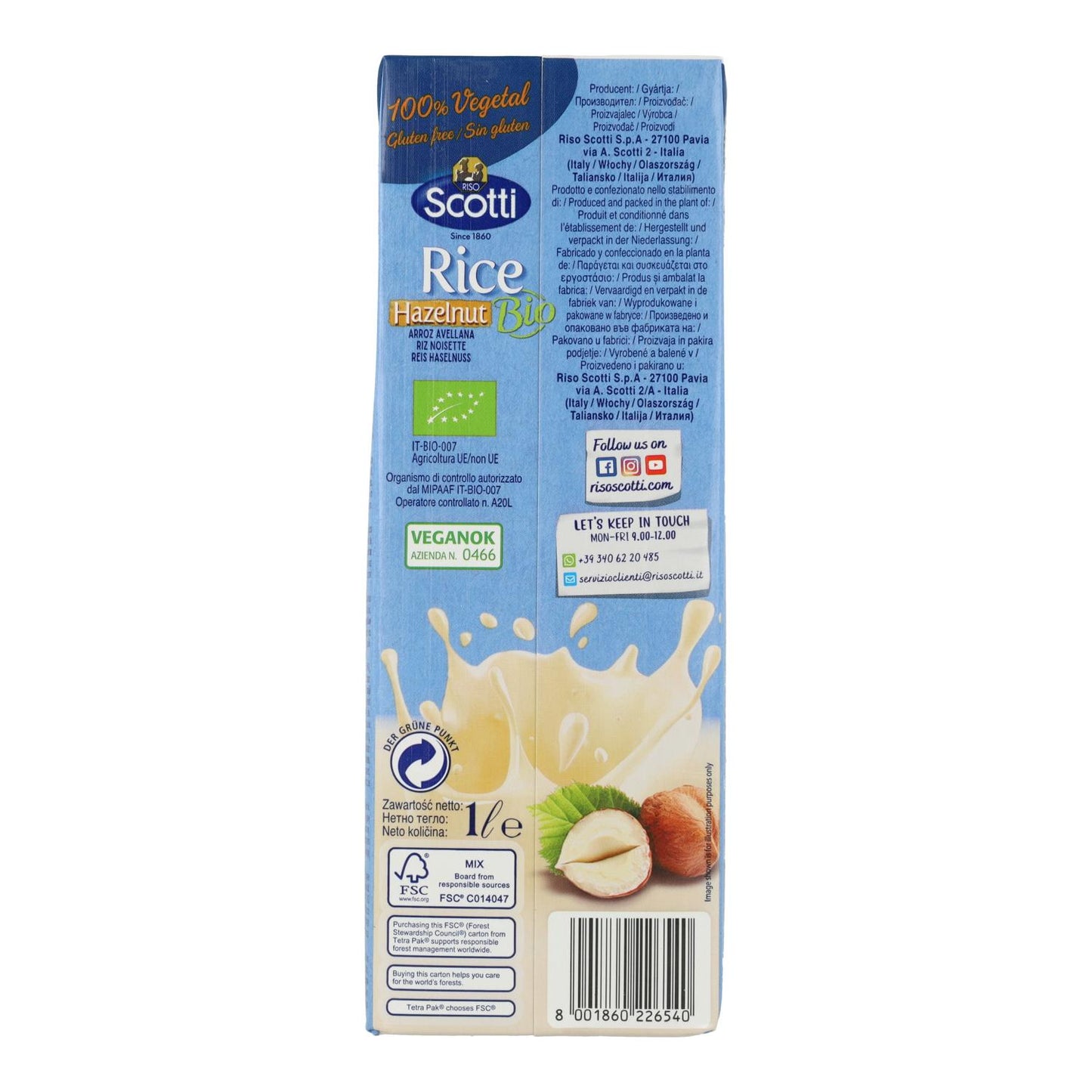 Pack x 6 Bebida BIO arroz y avellanas Scotti 1 L