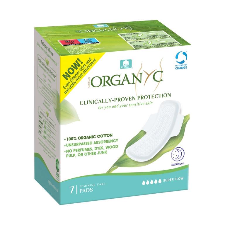 Compresas Extra Noche con Alas Organyc 7 Uds