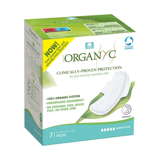 Compresas Extra Noche con Alas Organyc 7 Uds