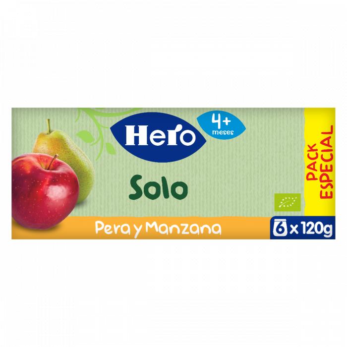 Tarrito de Pera y Manzana Eco 6 x 120 g-Hero Solo