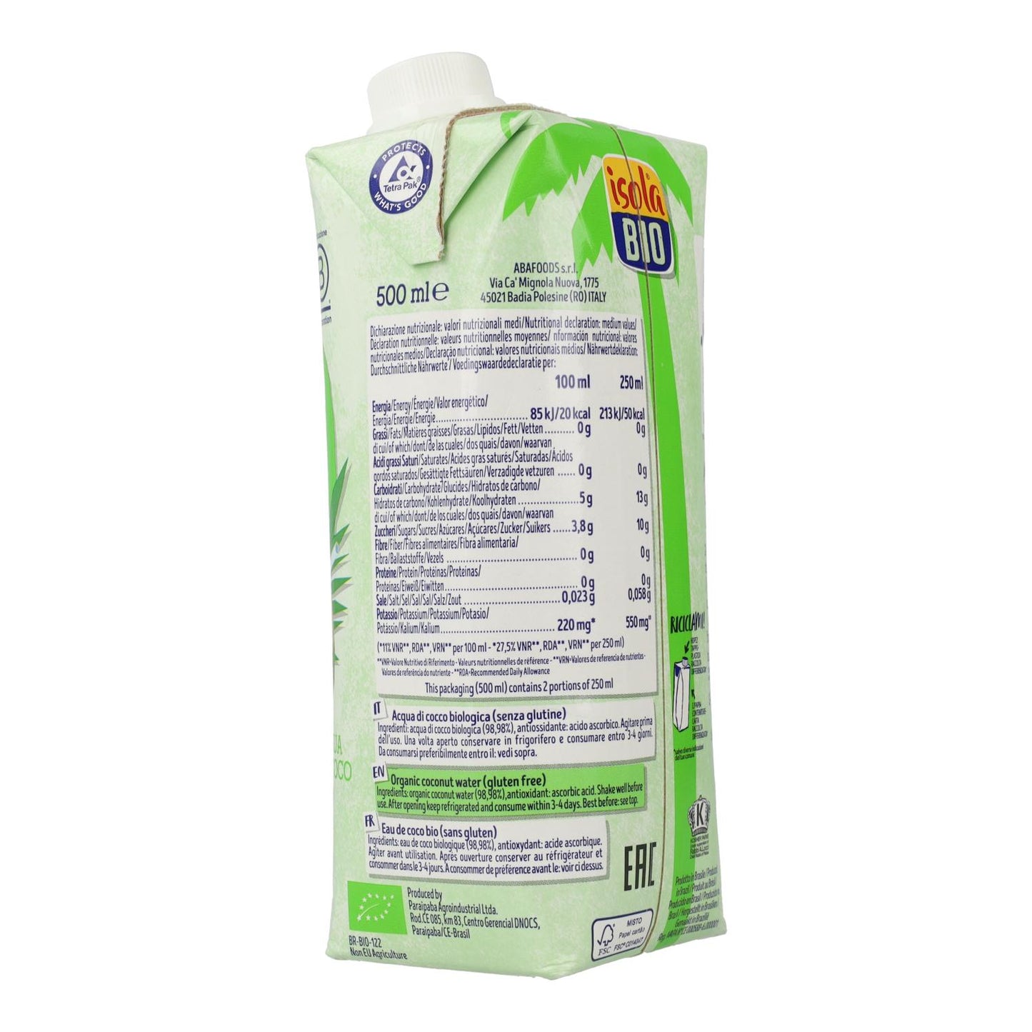 Pack 6x Agua de Coco BIO Isola Bio 500 ml