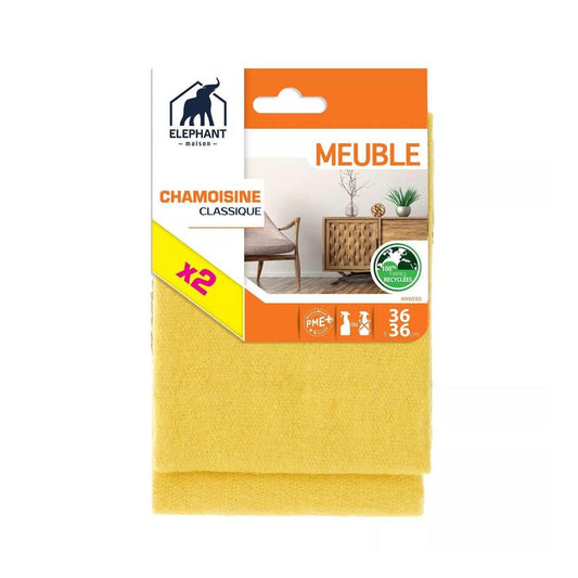 Paño de camuza  para muebles  100% de algodón x2 Elephant