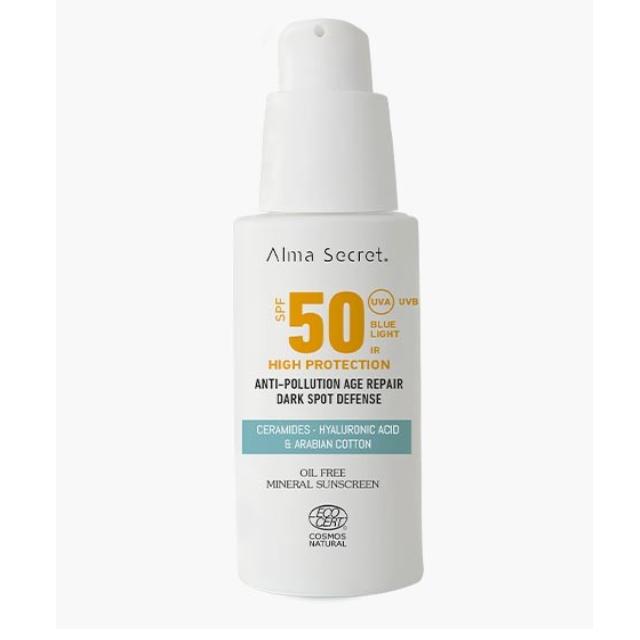 Protector Solar facial SPF 50 Con Ceramidas Alma Secret 50 ml