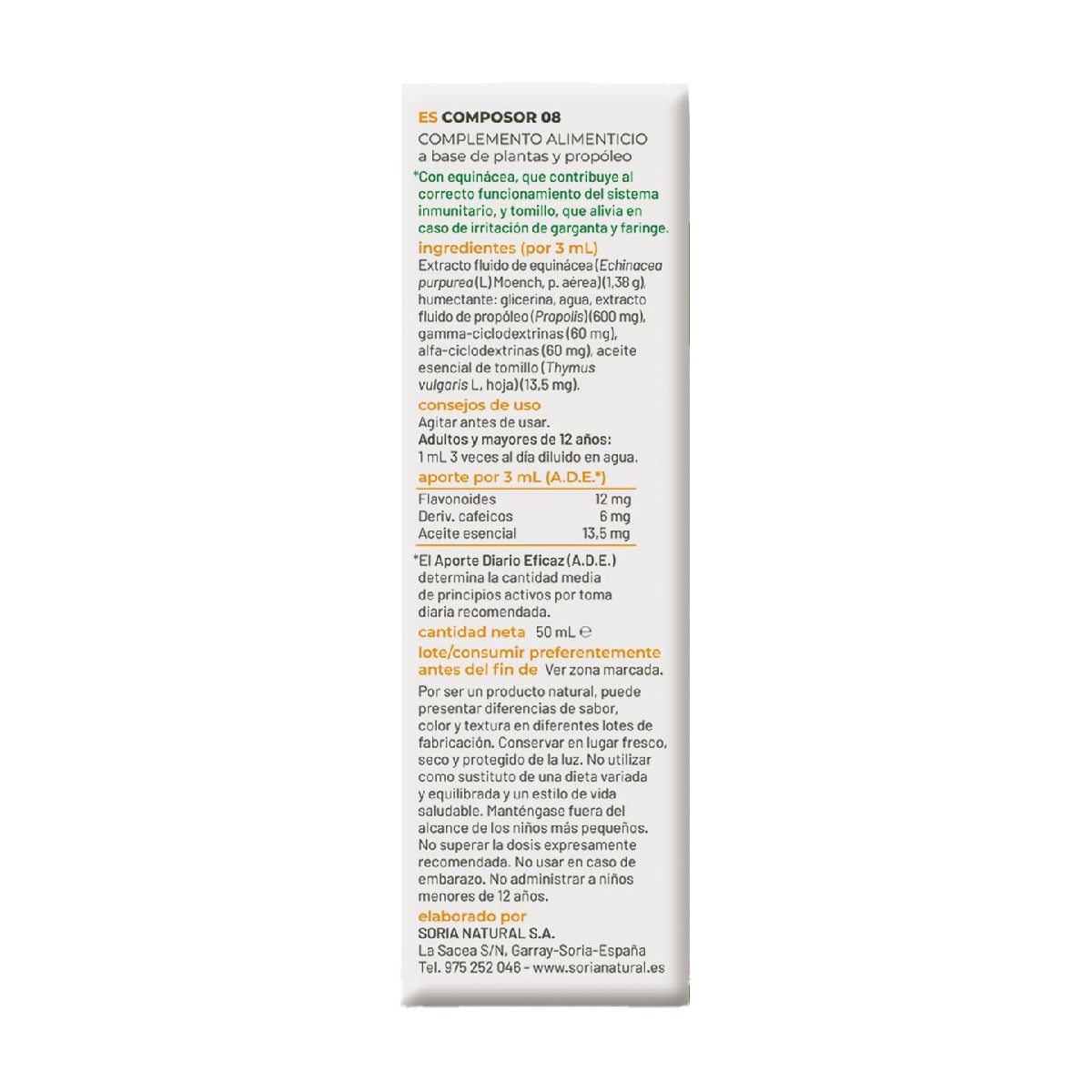 Pack 2x Composor 8 Echina Siglo XXI Soria Natural, 50 ml