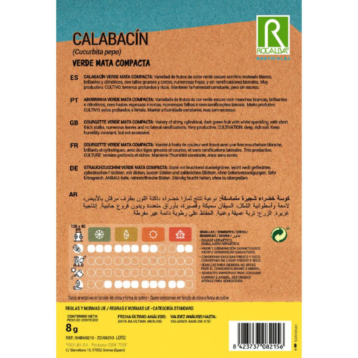 Semillas de Calabacín verde mata compacta