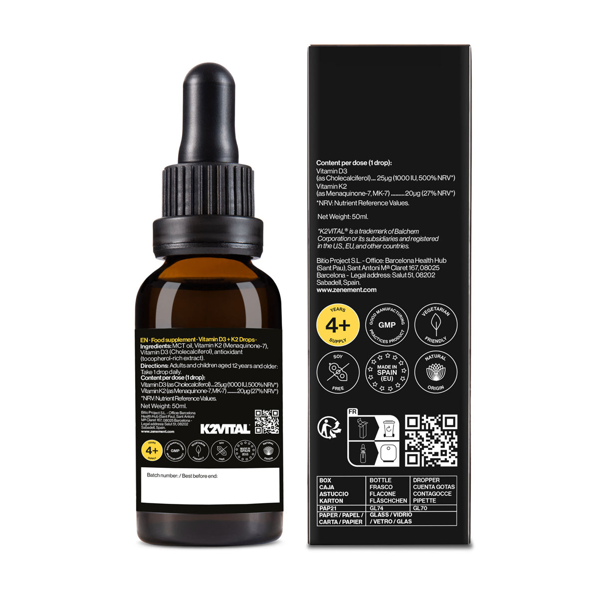 Vitamina D3 + K2 Gotas K2Vital Zenement 50 ml