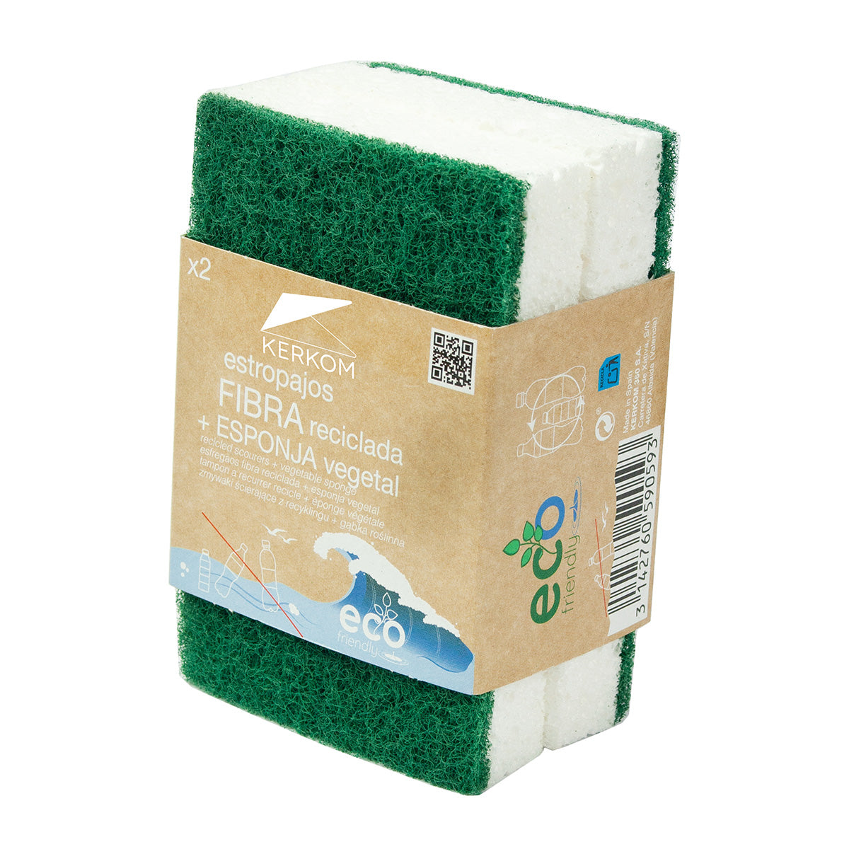 10 Estropajos con esponja vegetal Eco Friendly Kerkom (5 Packs de 2)