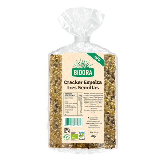 Cracker Espelta 3 semillas BIO Biográ 200 g