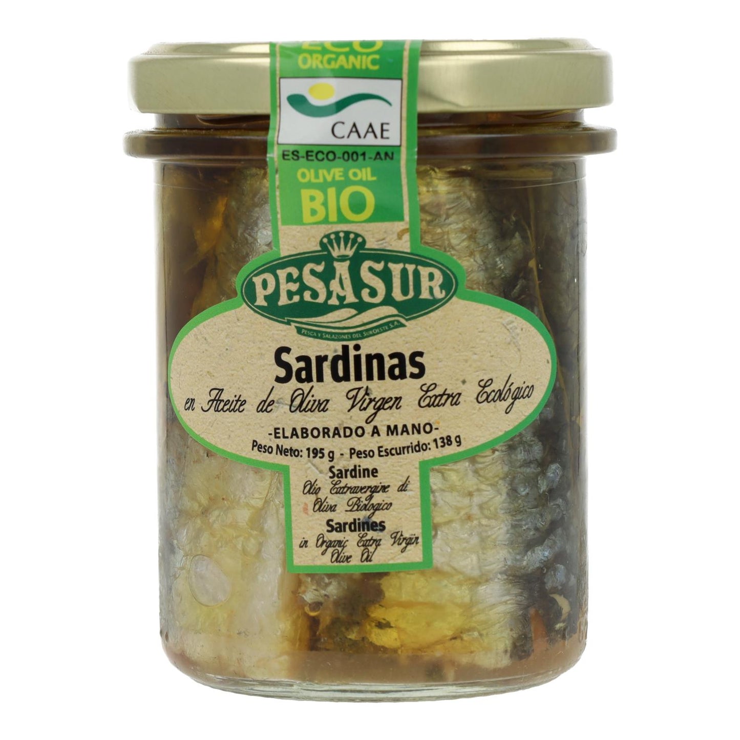 Sardinas ECO en aceite de oliva virgen Pesasur 195 g
