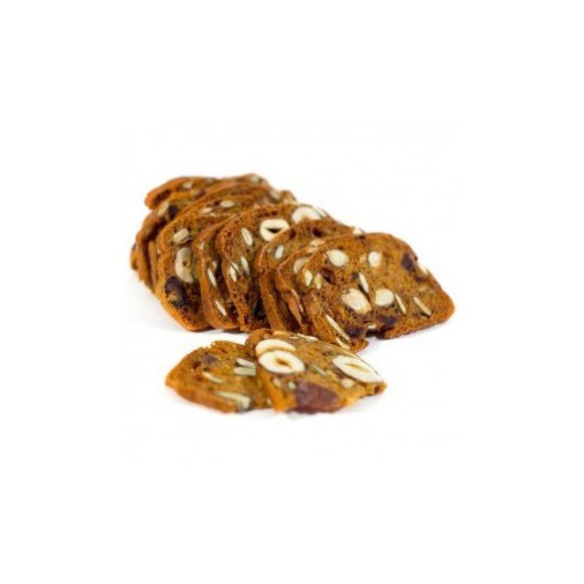 Tostadas con dátiles deshidratados, avellanas y semillas de calabaza