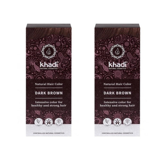 Pack 2x Tinte natural castaño oscuro, Khadi, 100 g