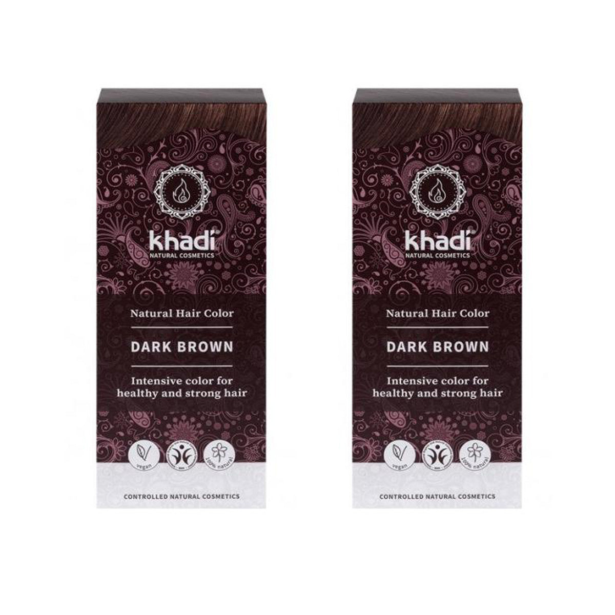 Pack 2x Tinte natural castaño oscuro, Khadi, 100 g