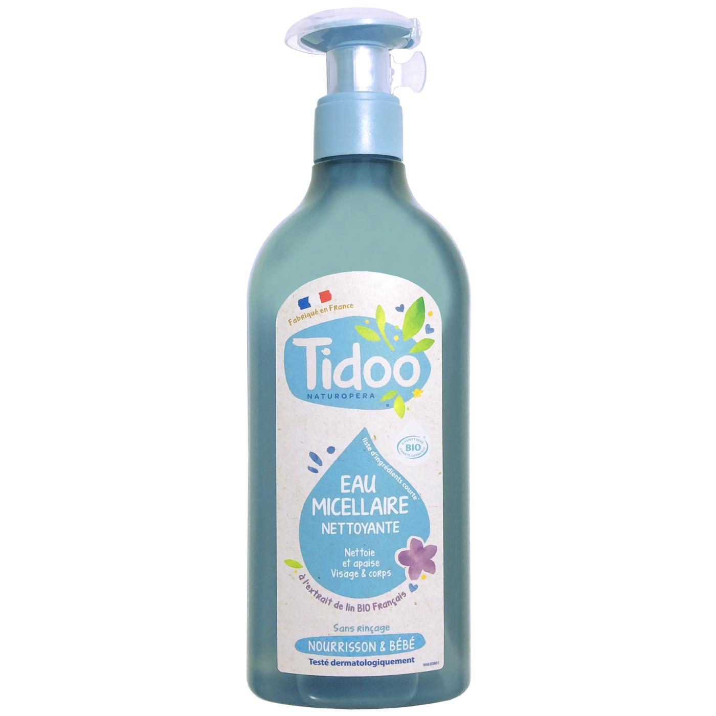 Agua limpiadora micelar con extracto de lino ecológico Tidoo 500 ml