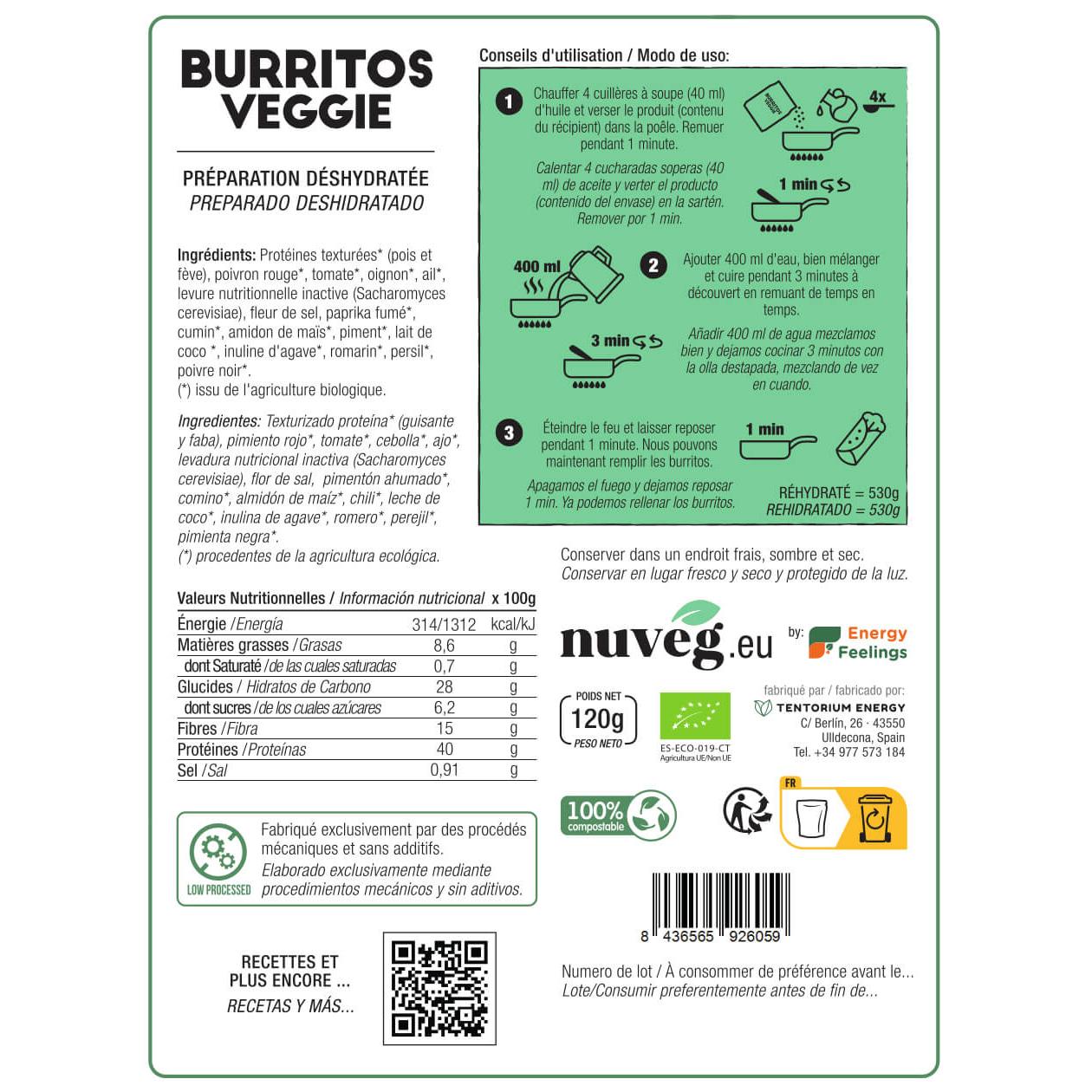 Relleno de burrito eco Nuveg 120 g